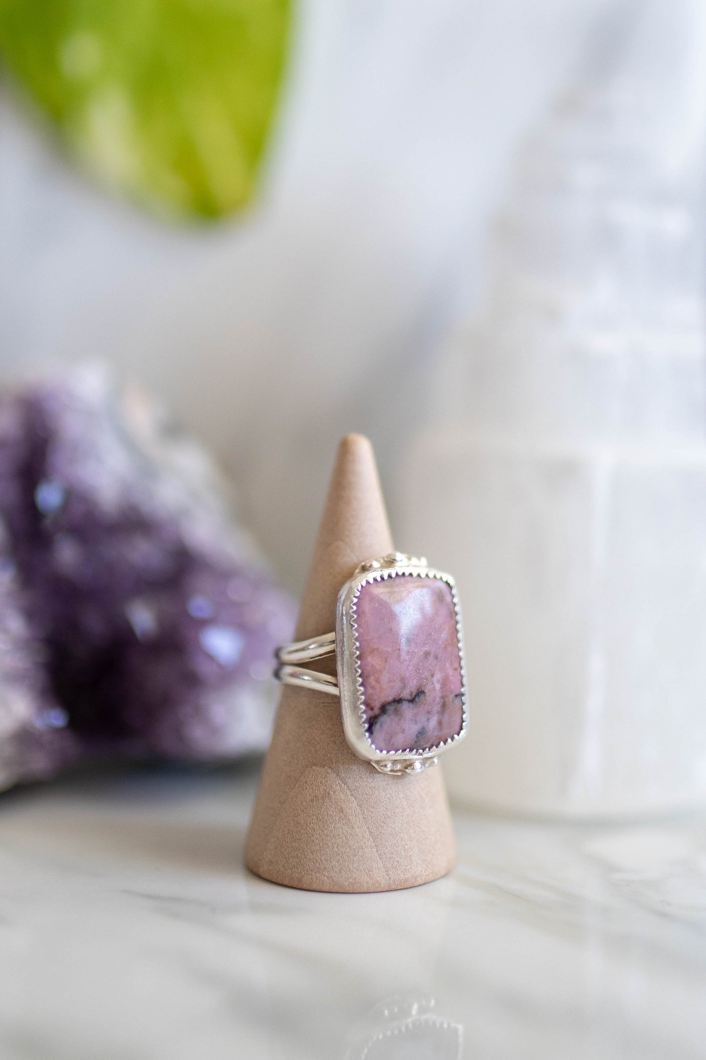 Pink Rhodonite Ring - Size 6.5