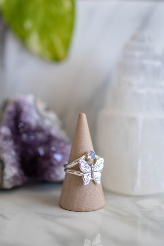 Opal Butterfly Ring - Adjustable Size 6-8