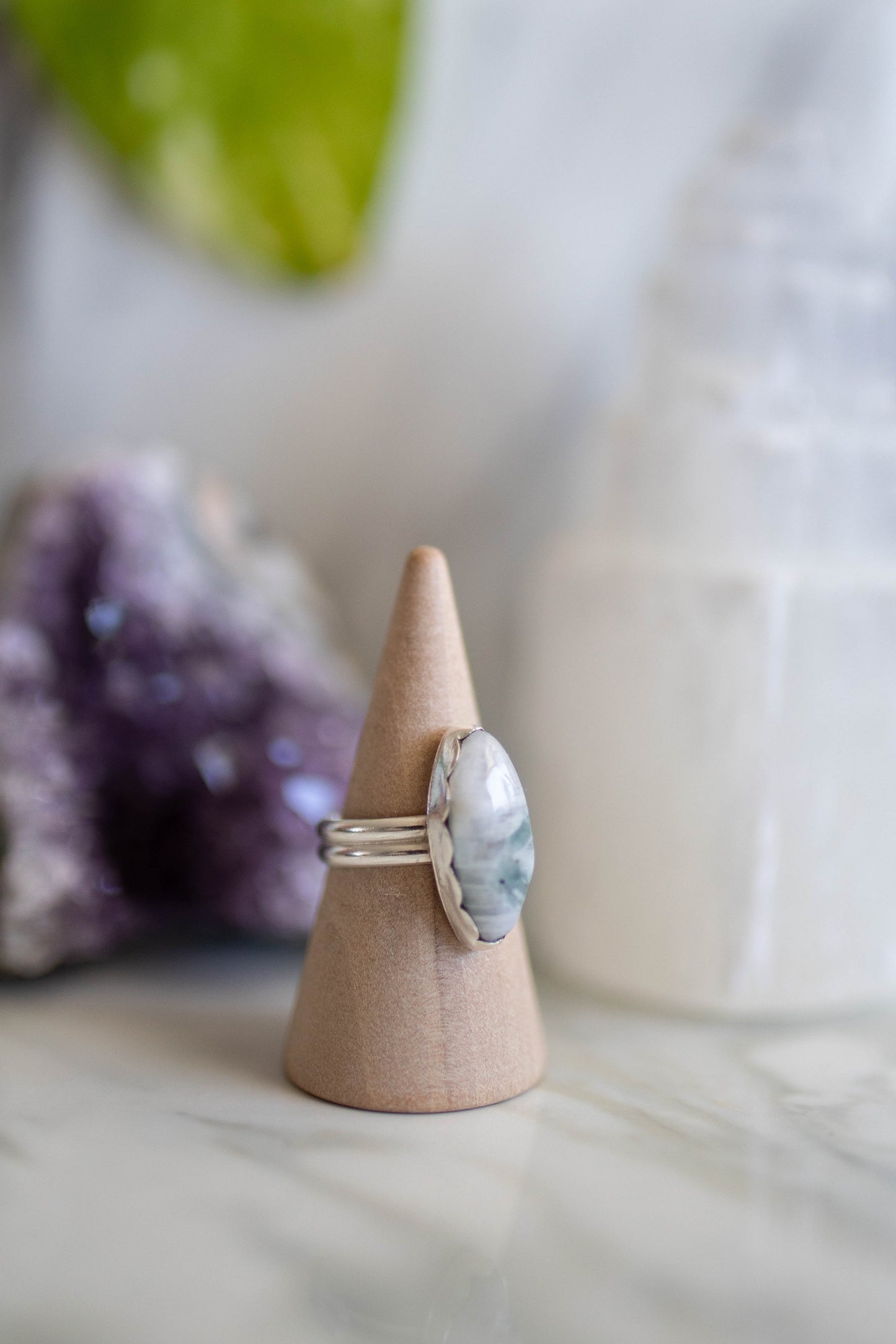 Green Moonstone Ring - Size 6