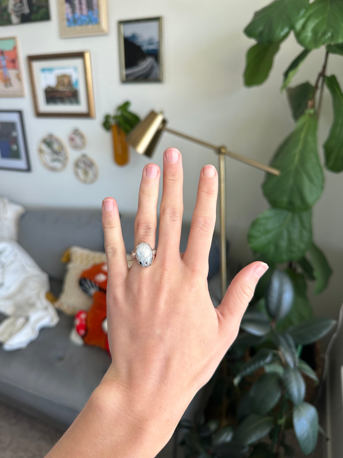 Rainbow Moonstone Ring - Size 5