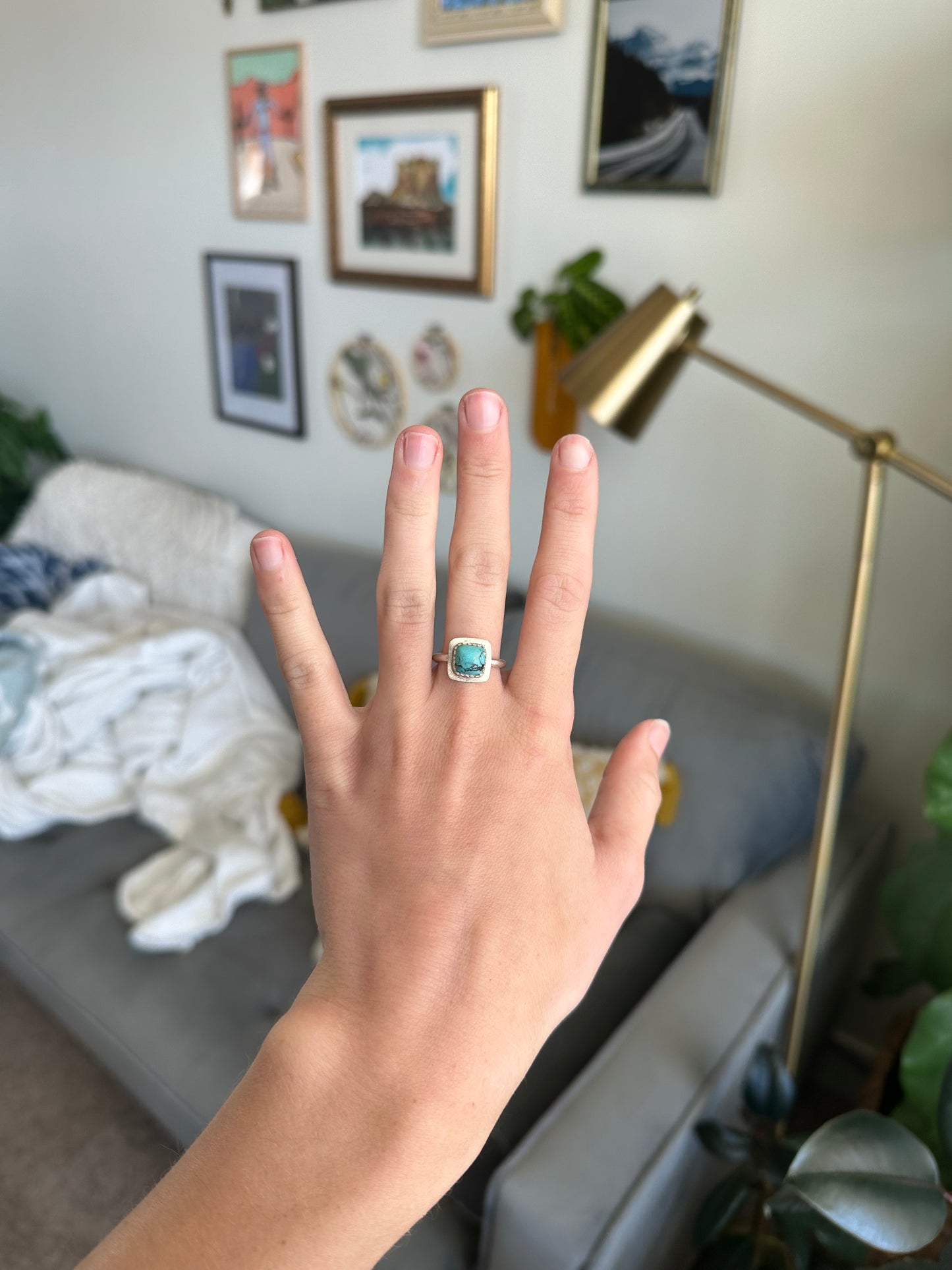 Turquoise Square Ring - Size 8.25