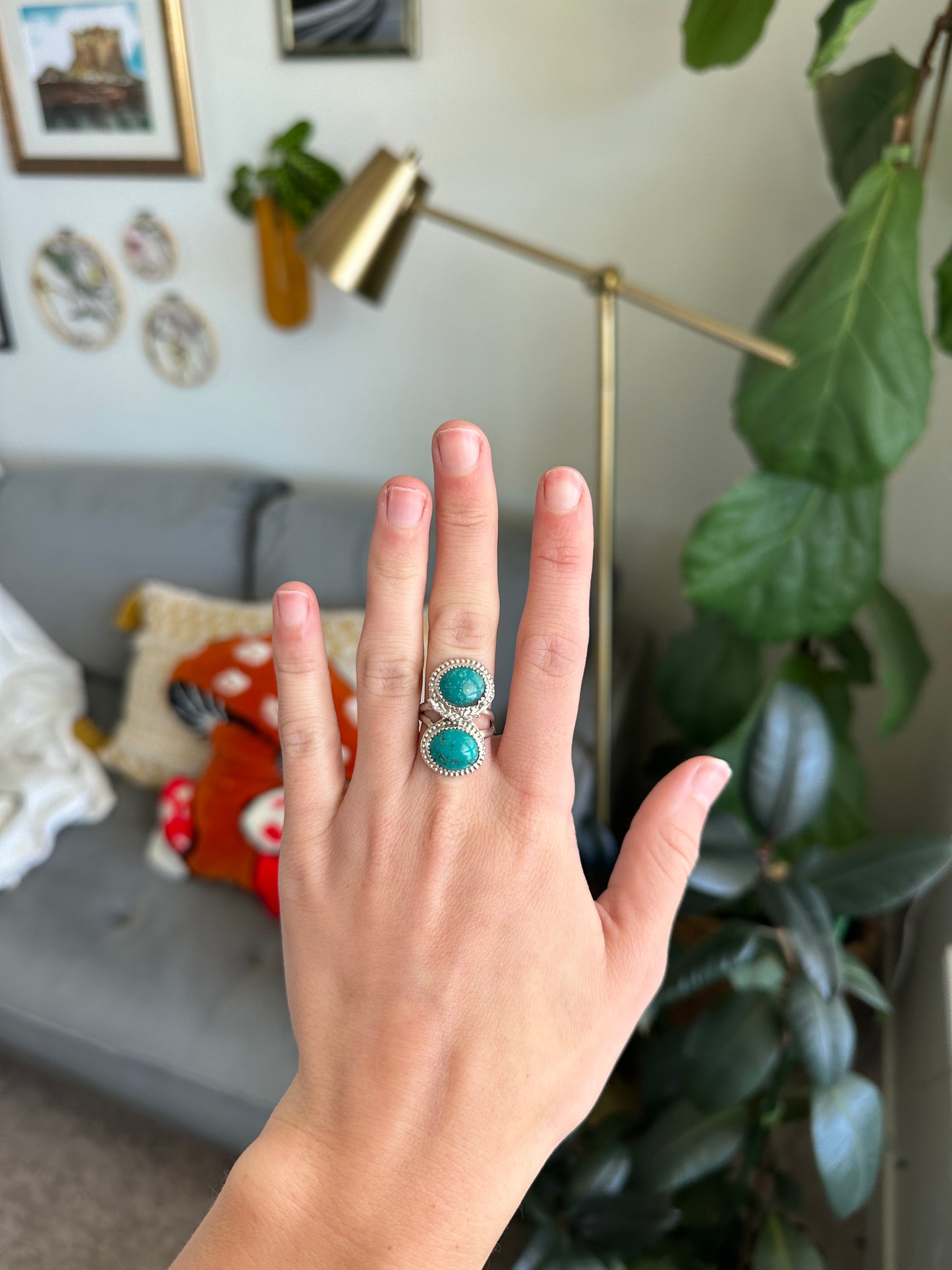 Turquoise Rose Ring - Size 6