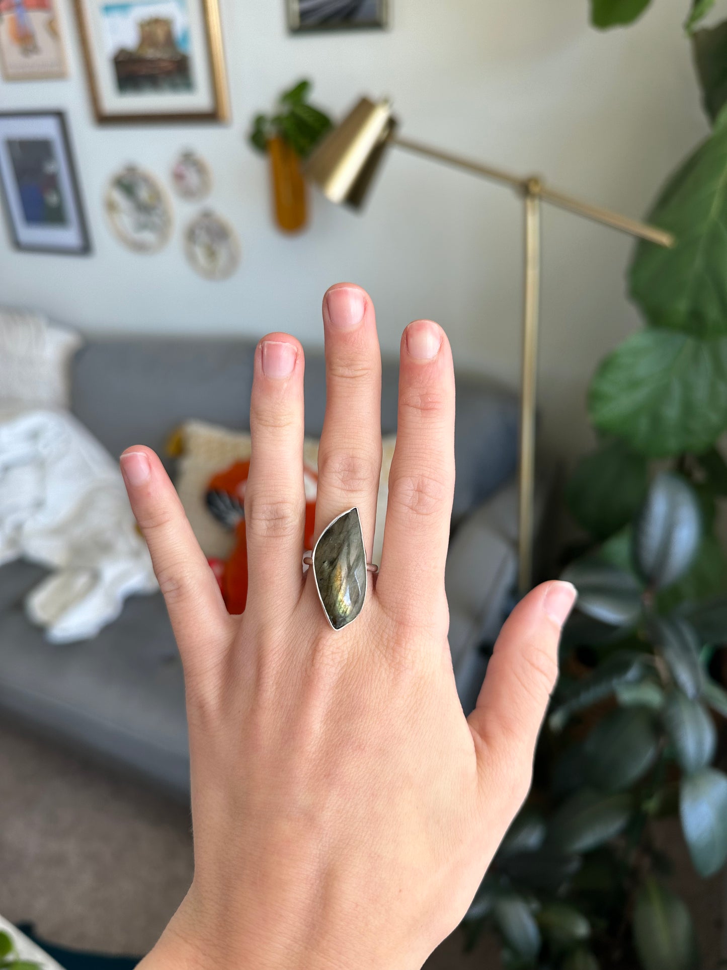 Large Labradorite Ring - Size 8