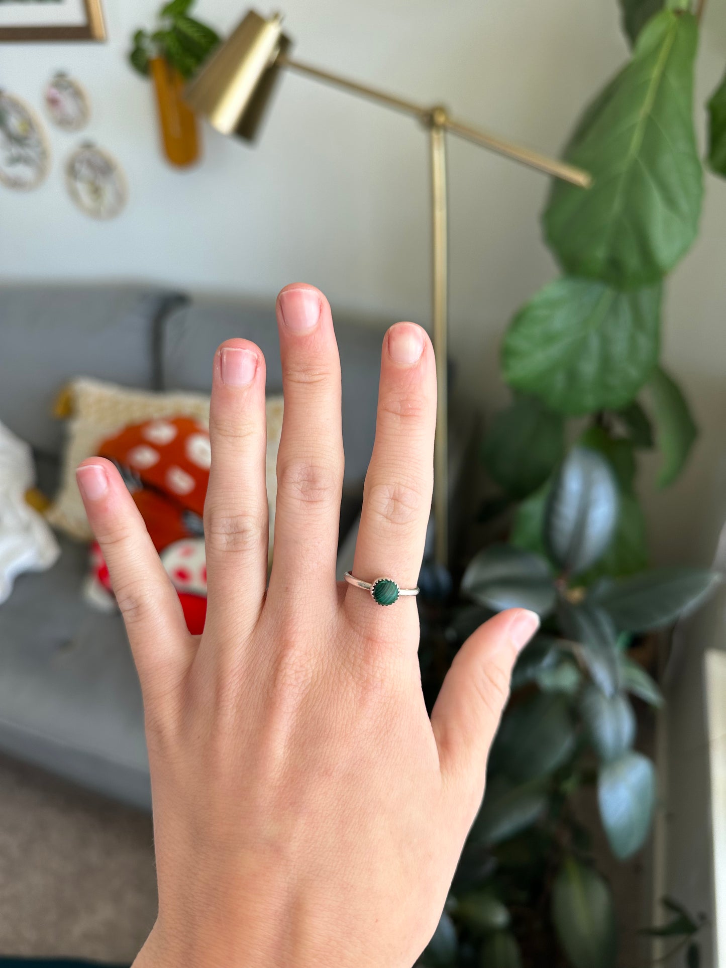 Tiny Malachite Ring - Size 7.5