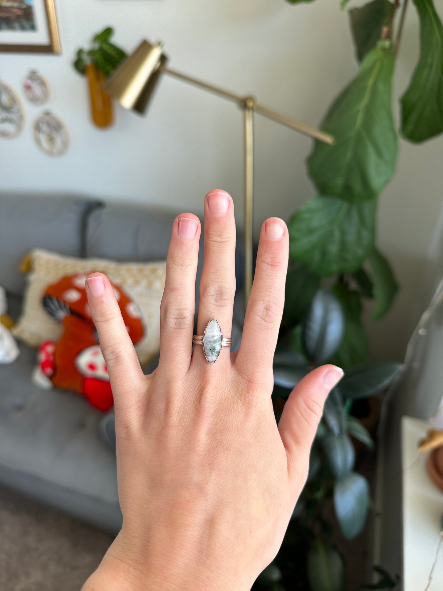 Green Moonstone Ring - Size 6