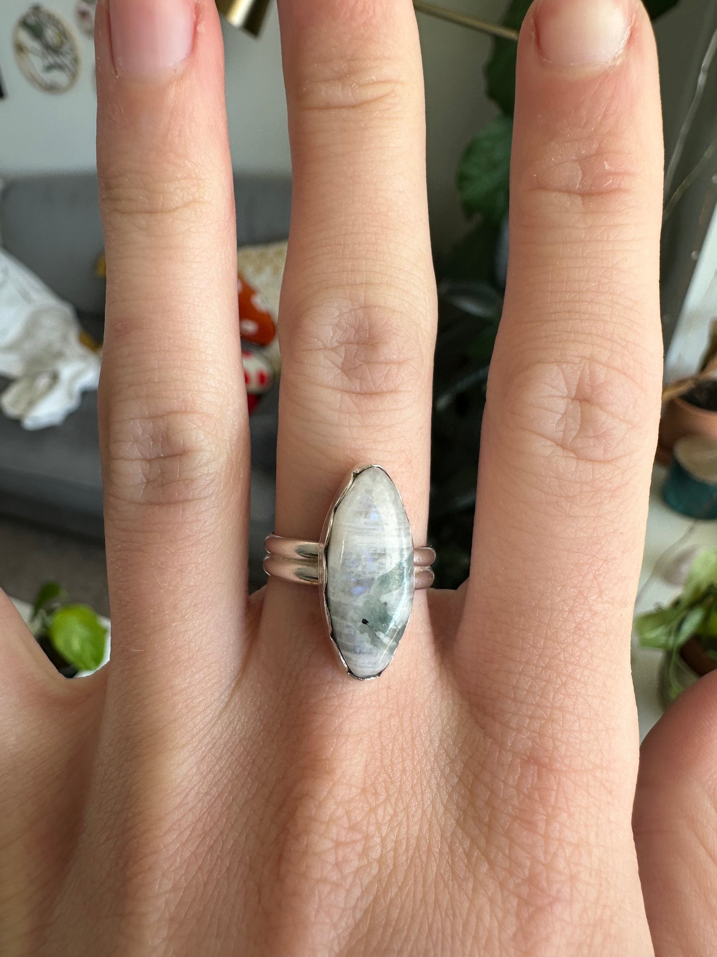 Green Moonstone Ring - Size 6