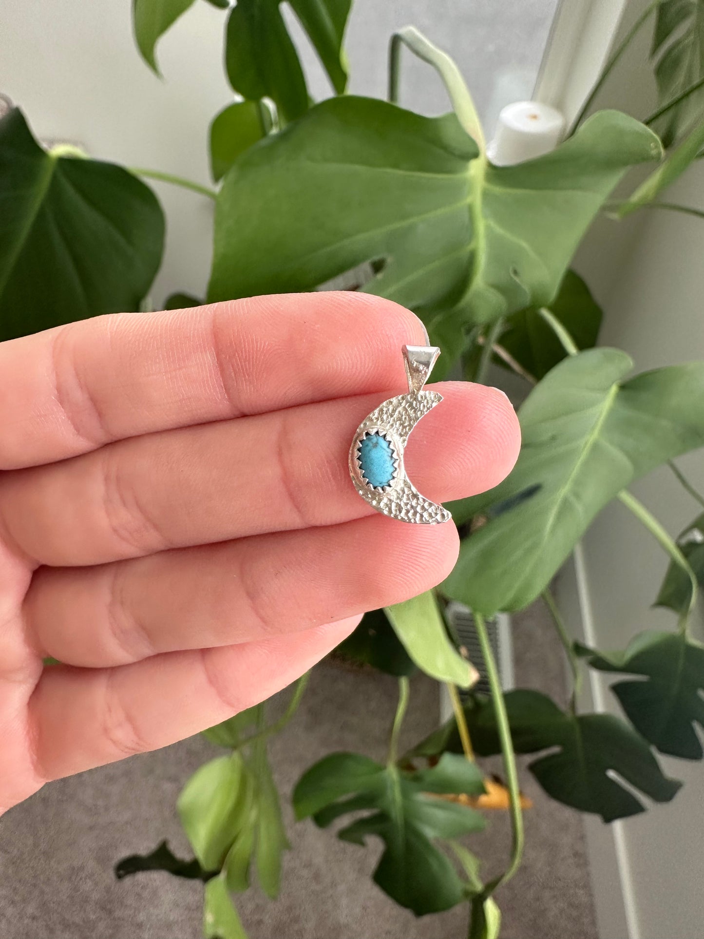 Turquoise Moon Necklace Pendant