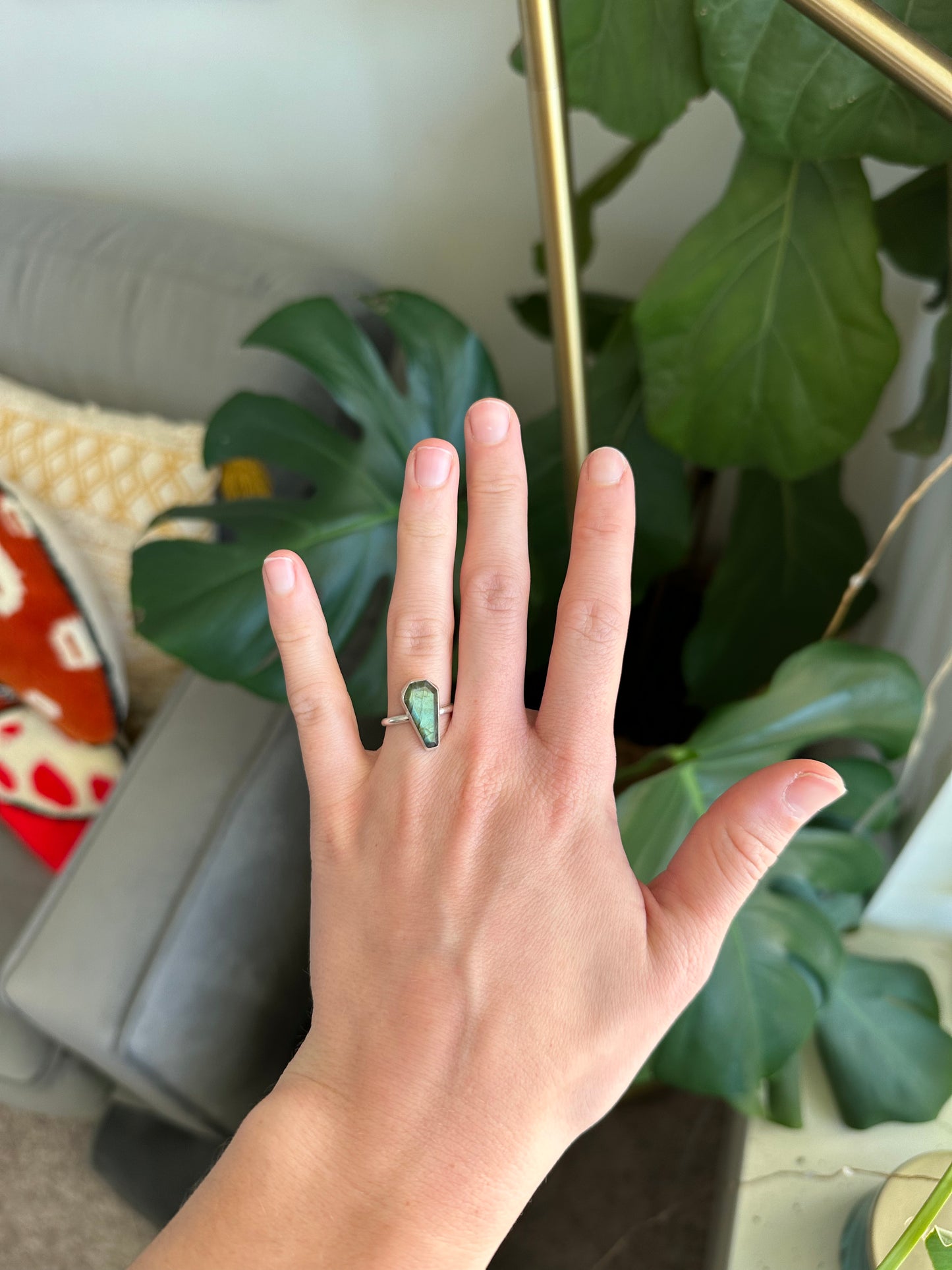 Spooky Labradorite Coffin Ring - Made to Order