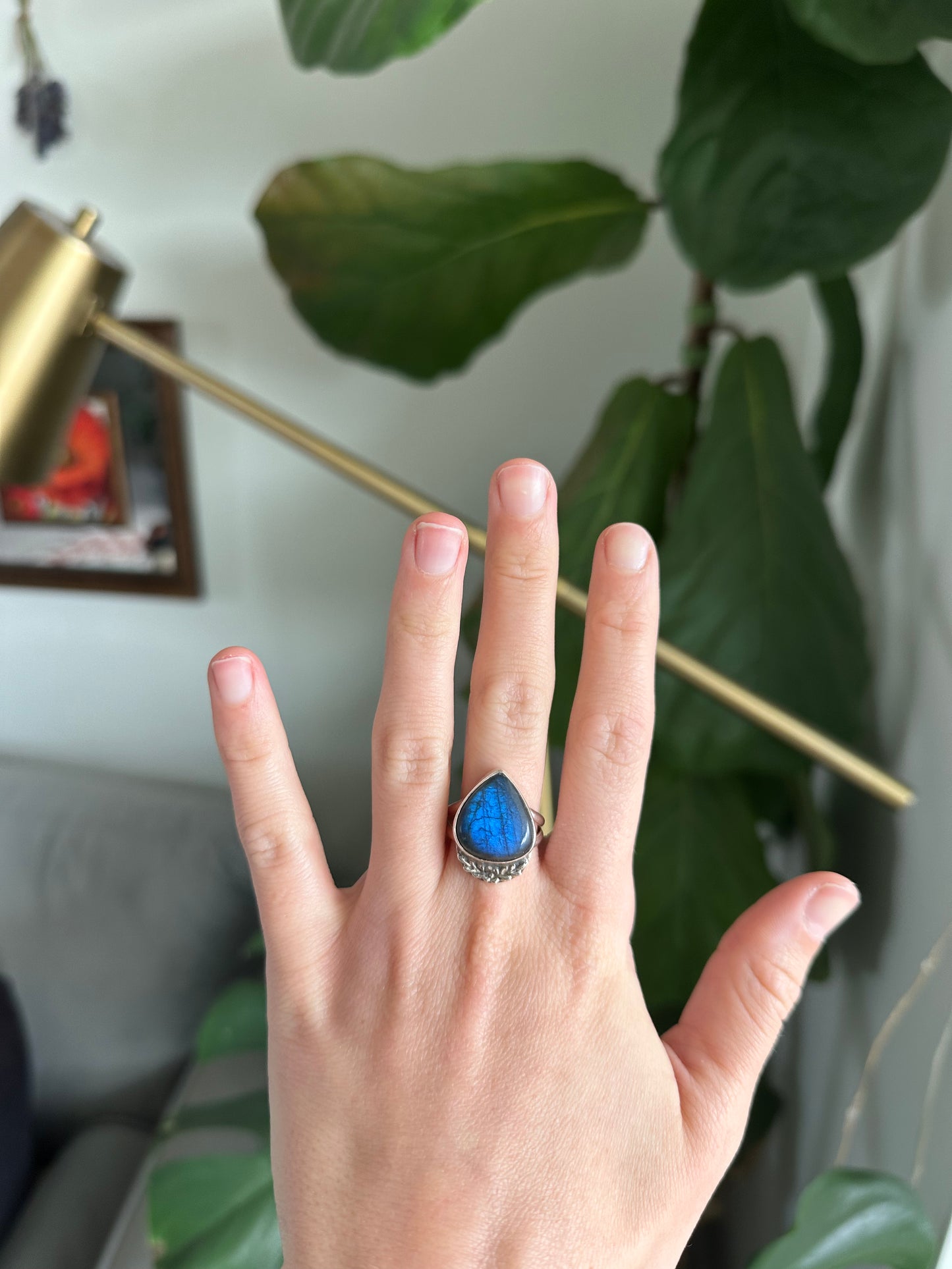 Labradorite Rose Ring -  Size 7